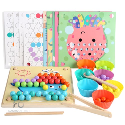 Képkirakó golyókkal Montessori fajáték