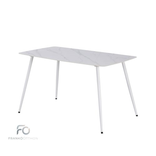 Bora 140 cm szögletes szinterezett kő étkezőasztal fehér