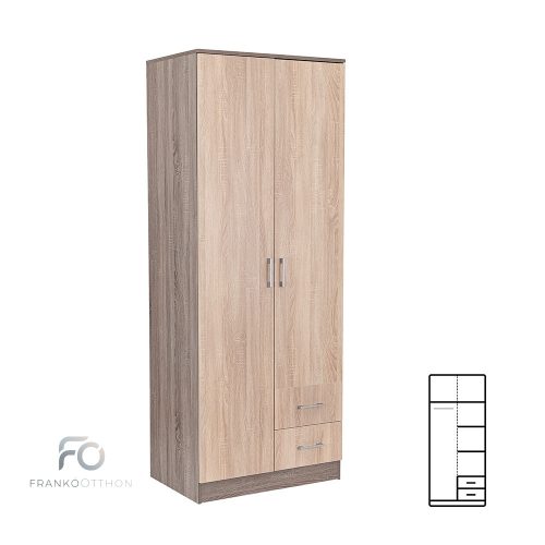 Miami gardróbszekrény 80x205 cm sonoma tölgy-yorki tölgy